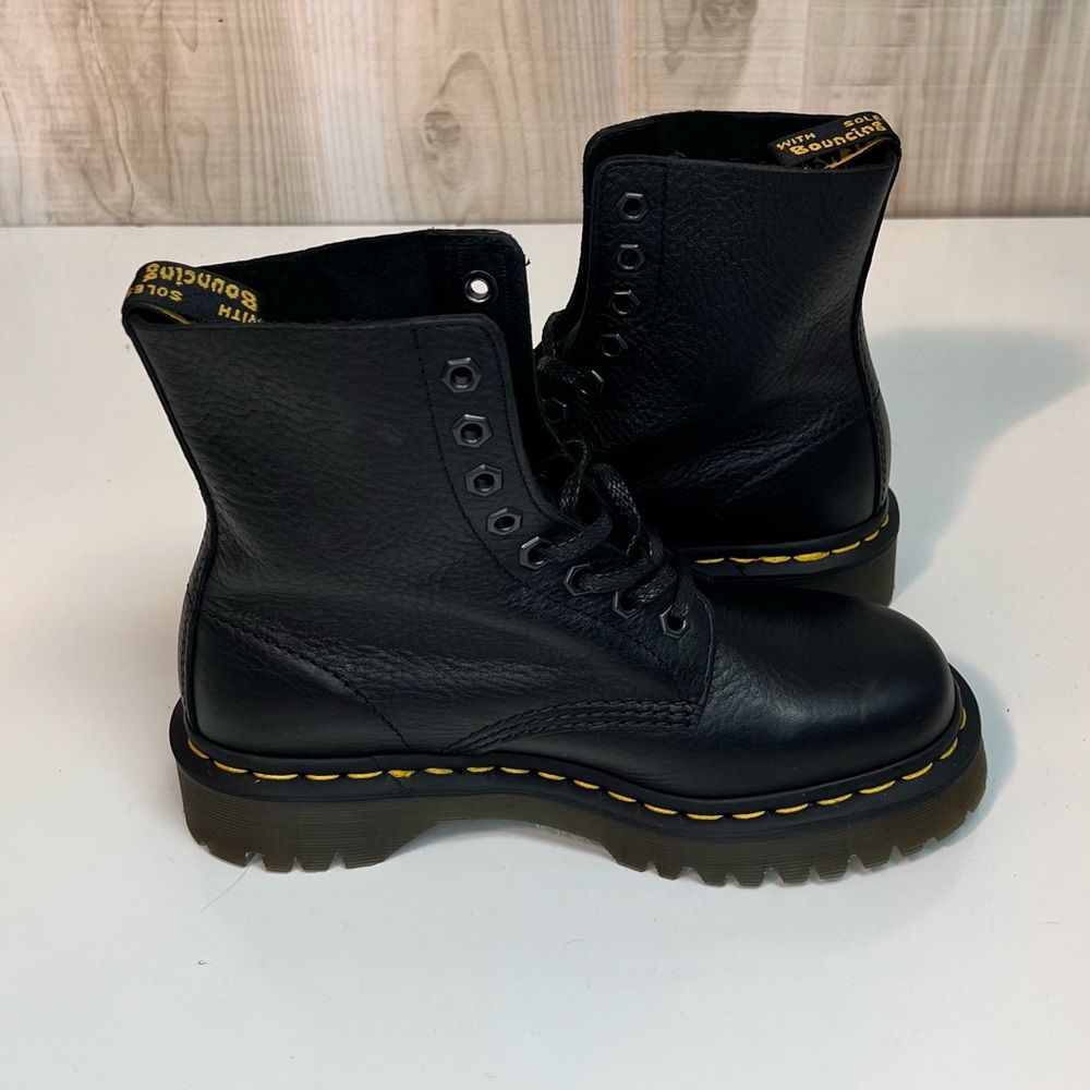 Dr. Martens 1460 Pascal Black Combat Moto Women's Boots Size 6 - Picture 6 of 9